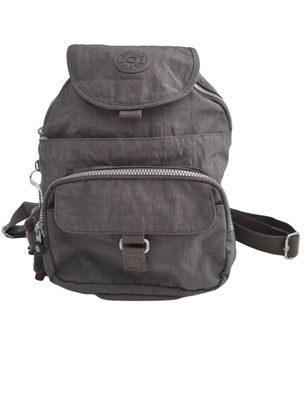 Kipling Dark Gray Nylon Mini Backpack - Compact Everyday Bag